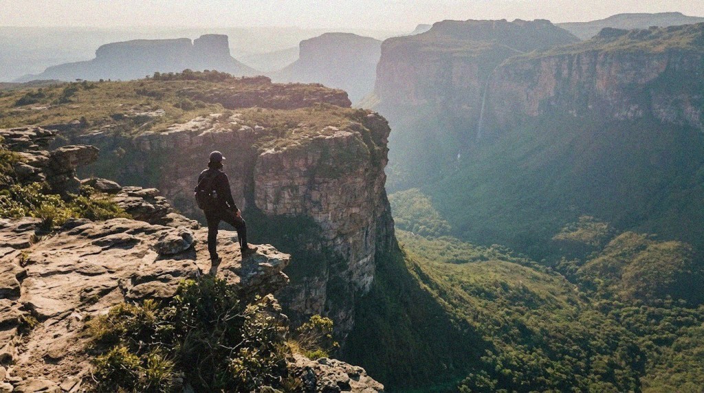 Cliff edge above a green valley
