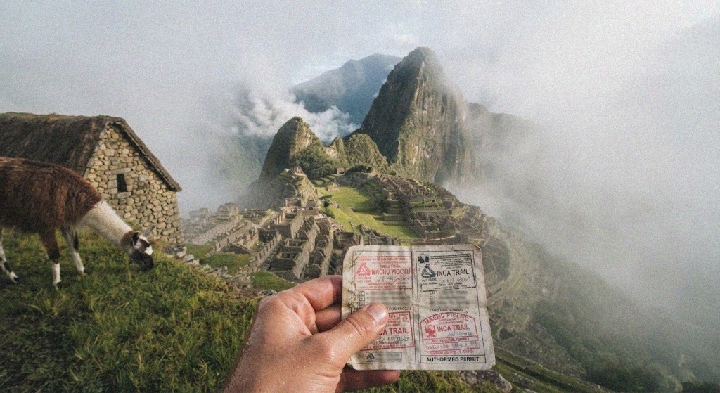 Machu Picchu through a cloud gap